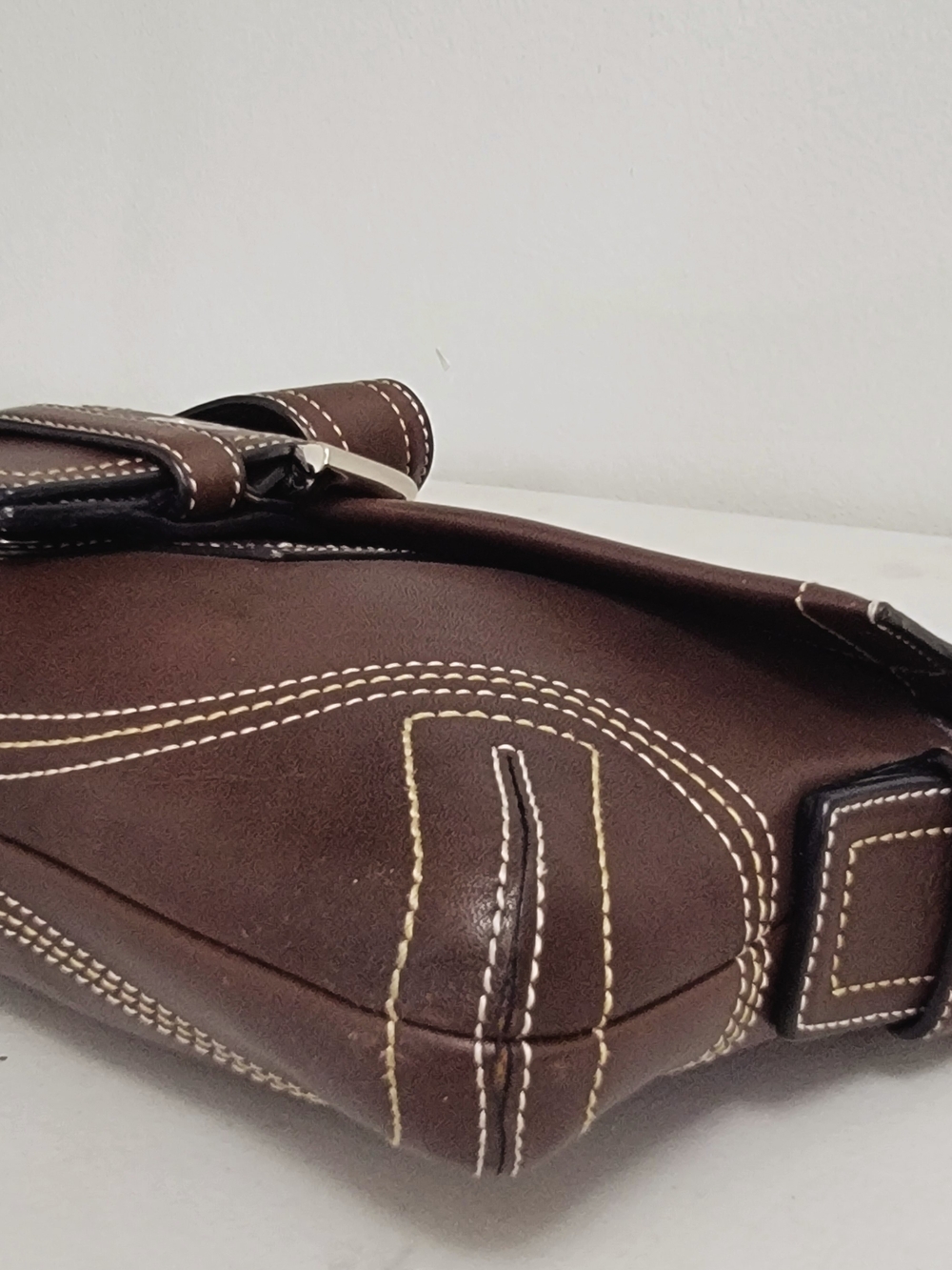 Vtg 2004 Coach Soho Dark Brown Leather Flap Baguette Bag 9212 - Picture 8 of 11